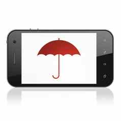 保护概念伞智能手机