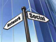 社会媒体概念标志社会网络建筑背景