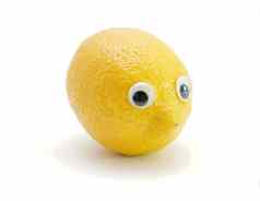 有趣的柠檬水果眼睛白色背景