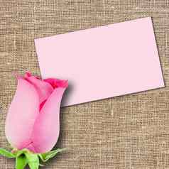粉红色的玫瑰张留言卡