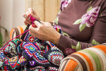 手女人针织古董羊毛被子