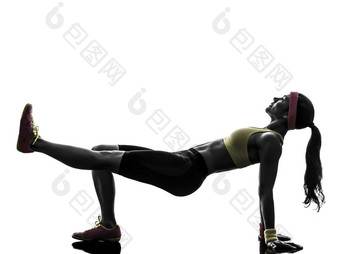 女人锻炼健身锻炼板材位置轮廓