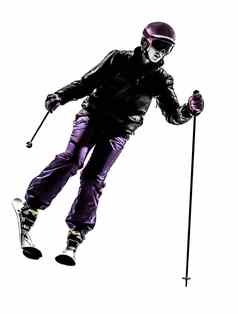 女人滑雪滑雪轮廓