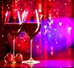 情人节一天庆祝眼镜红色的酒