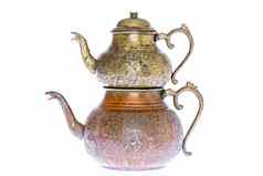 古董风格刻铜土耳其茶壶