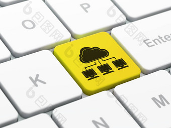 云计算概念云网络电脑键盘背景