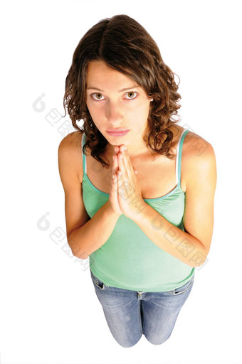 年轻的女人祈祷