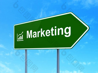 市场营销概念市场营销增长图路标志背景