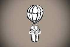 复合图像现金热空气气球涂鸦