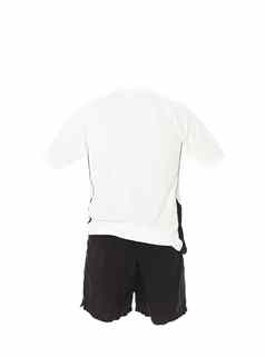 白色足球衬衫黑色的短裤
