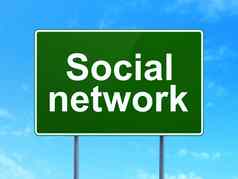 社会媒体概念社会网络路标志背景
