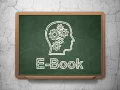 教育概念头齿轮电子书黑板背景