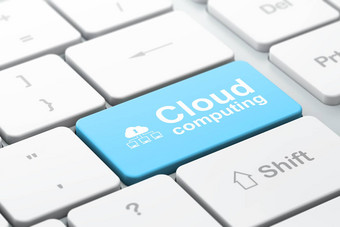 云计算概念云网络云计算电脑键盘背景