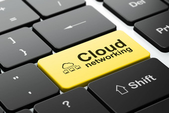 云技术概念云网络云网络电脑键盘背景