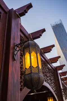 阿拉伯街灯笼城市迪拜