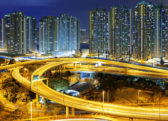 城市天桥晚上香港