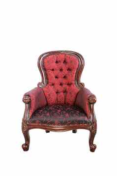 古董红色的丝绸布椅子孤立的