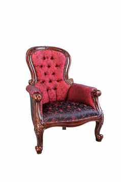 古董红色的丝绸布椅子孤立的