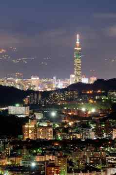 美丽的城市晚上场景台北