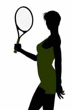 女网球球员插图轮廓