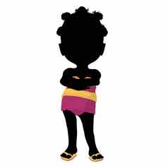 非洲美国亚洲女孩轮廓插图