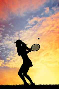 女孩玩网球