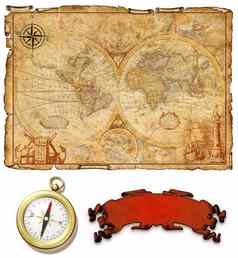 古老的地图指南针