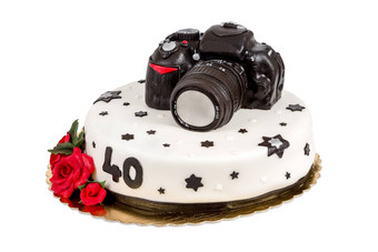 生日蛋糕四<strong>十</strong>周年纪念日现代数码单反相机照片相机