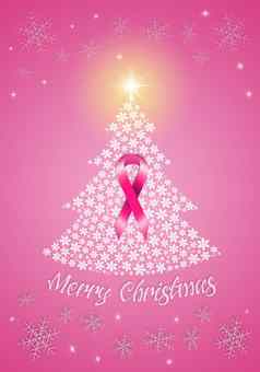 圣诞节树粉红色的丝带
