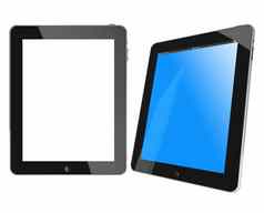 tablete白色蓝色的屏幕