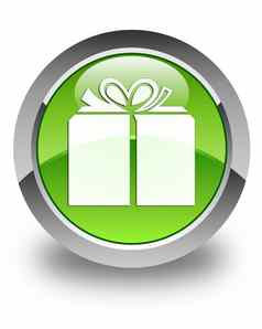 礼物盒子图标光滑的绿色轮按钮