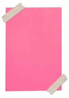 粉红色的空白纸卡住了棕色（的）磁带