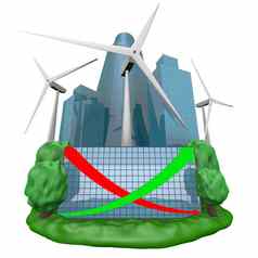 风力涡轮机发电机未来城市