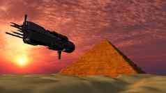 不明飞行物宇宙飞船飞行金字塔幻想外星人插图