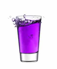 飞溅玻璃紫色的柠檬水