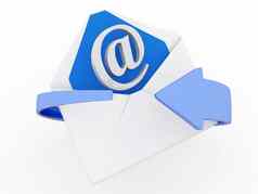 邮件信封蓝色的圆形箭头电子邮件市场营销浓缩的