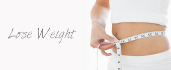 特写镜头上腹部女人测量腰