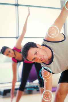 复合图像运动人伸展运动手瑜伽类