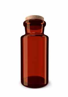棕色（的）玻璃药店瓶孤立的白色背景