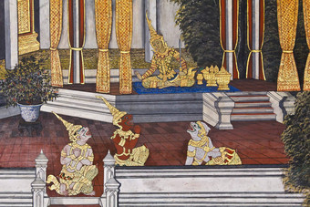 艺术泰国绘画墙寺庙什么phraKaeo