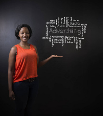 南非洲非洲美国女人老师学生黑板上广告图