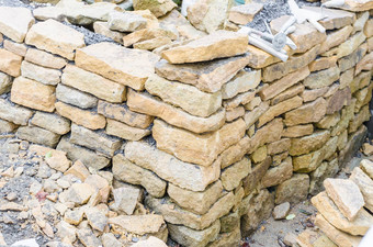 石头墙干墙砂岩