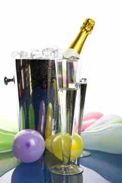 聚会，派对香槟明亮的色彩斑斓的生动的主题