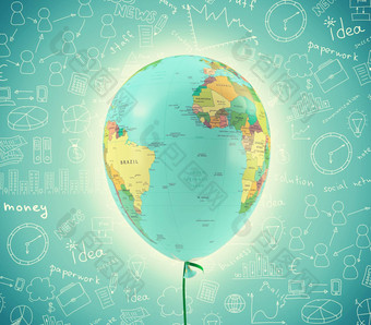 世界地图气球形状