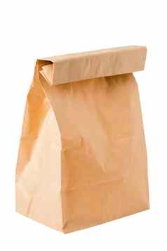 棕色（的）纸袋包装午餐白色背景