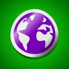 全球图标标志象征别致的彩色的黏糊糊的标签绿色背景