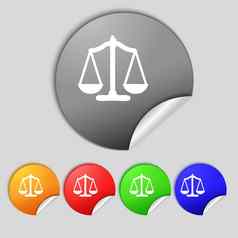 尺度正义标志图标法院法律象征集色彩鲜艳的按钮