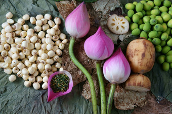 集合<strong>莲花</strong>花种子茶健康的食物