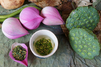 集合莲花花种子茶健康的食物