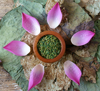 集合莲花花种子茶健康的食物